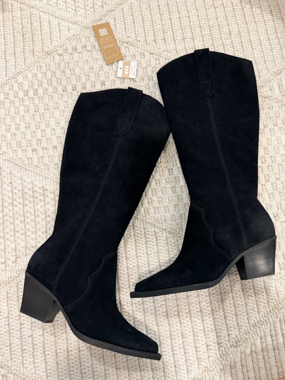 Dolce Vita Regy Western Wide Calf Boot in Black Suede - Picture 4 of 10